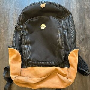 Roxy Laptop Backpack Black Zebra Print with Faux Suede Bottom